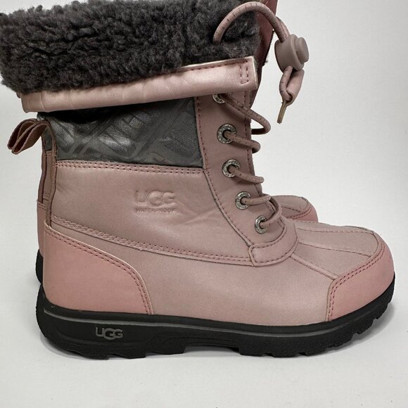 UGG Girls Pink Crystal Butte II Waterproof Leather Winter Boots Size 3 Excellent - Picture 7 of 9